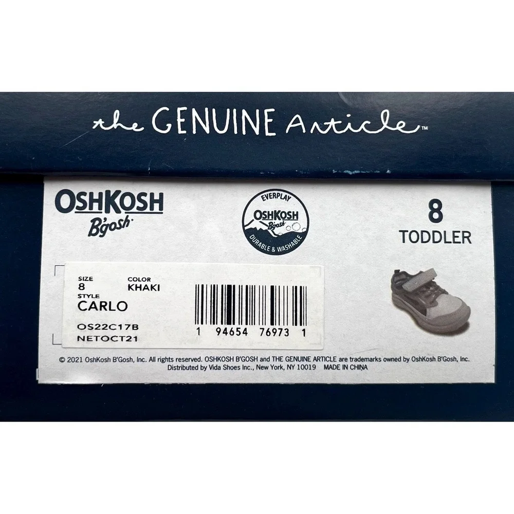 OshKosh Toddler Boys Slip-on Sport Sandals Size 8 Beige Gray‎ Aqua Closed Toe